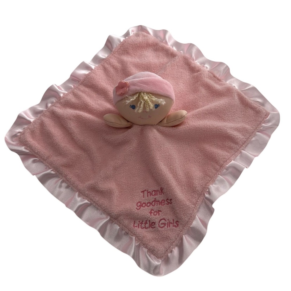 Kids Preferred Pink‎ Baby Security Blanket Satin Trim Plush Doll Head Lovey Girl